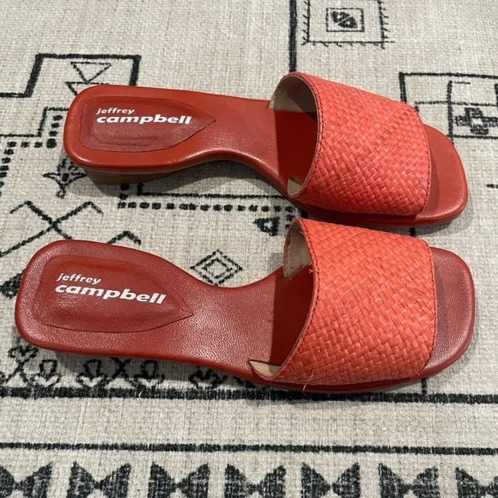 Jeffrey Cambell Leather and Raffia Slip on Sandals US 8 - Picture 2 of 8